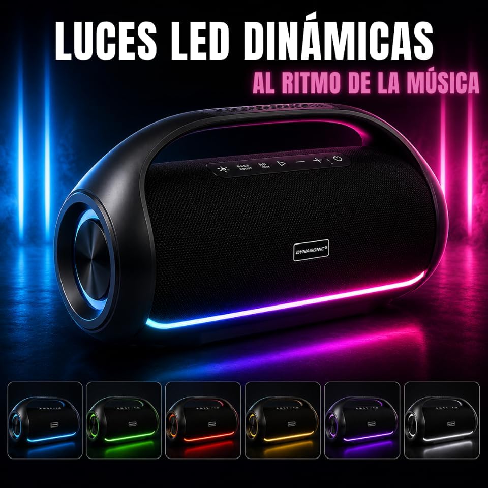 DYNASONIC S90 – IPX7 tragbarer Bluetooth Lautsprecher. Kabelloser Outdoor Lautsprecher. Stereoanlage