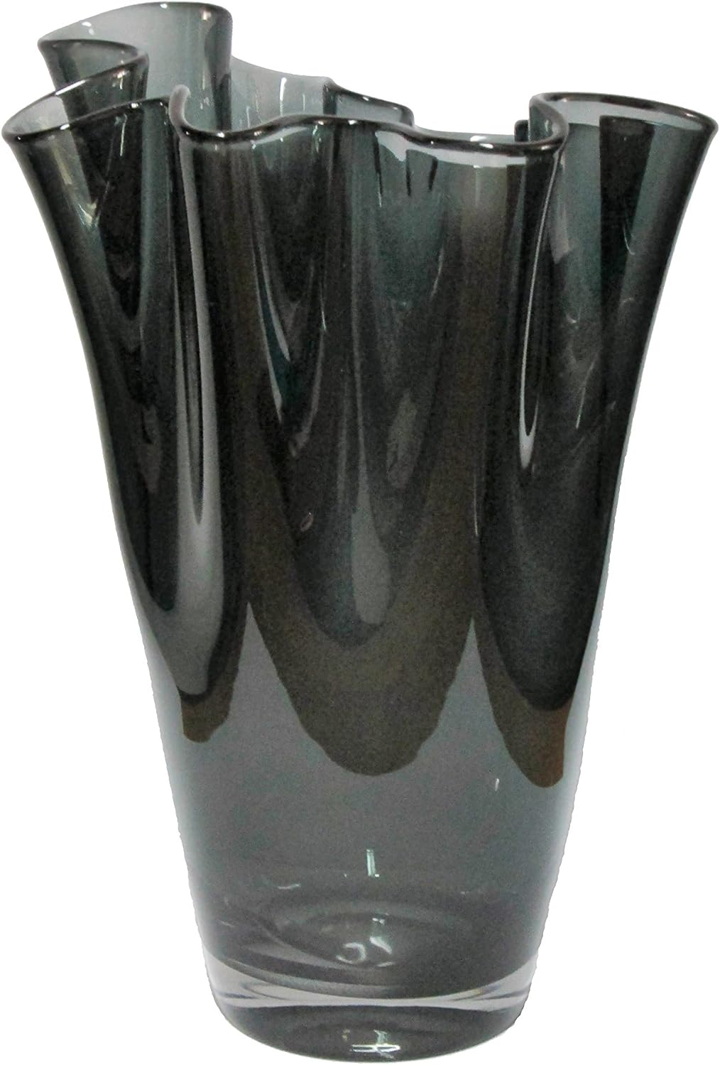 SIGNATURE HOME COLLECTION Glasvase mundgeblasen Dekovase Blumenvase grau, Glas, Rauchgrau, 21 x 21 x