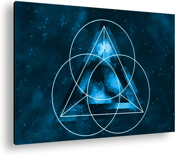 deyoli abstrakte Symbole Kreise und Dreiecke Format 80x60 Effekt: Monocrome Blau als Leinwandbild, M