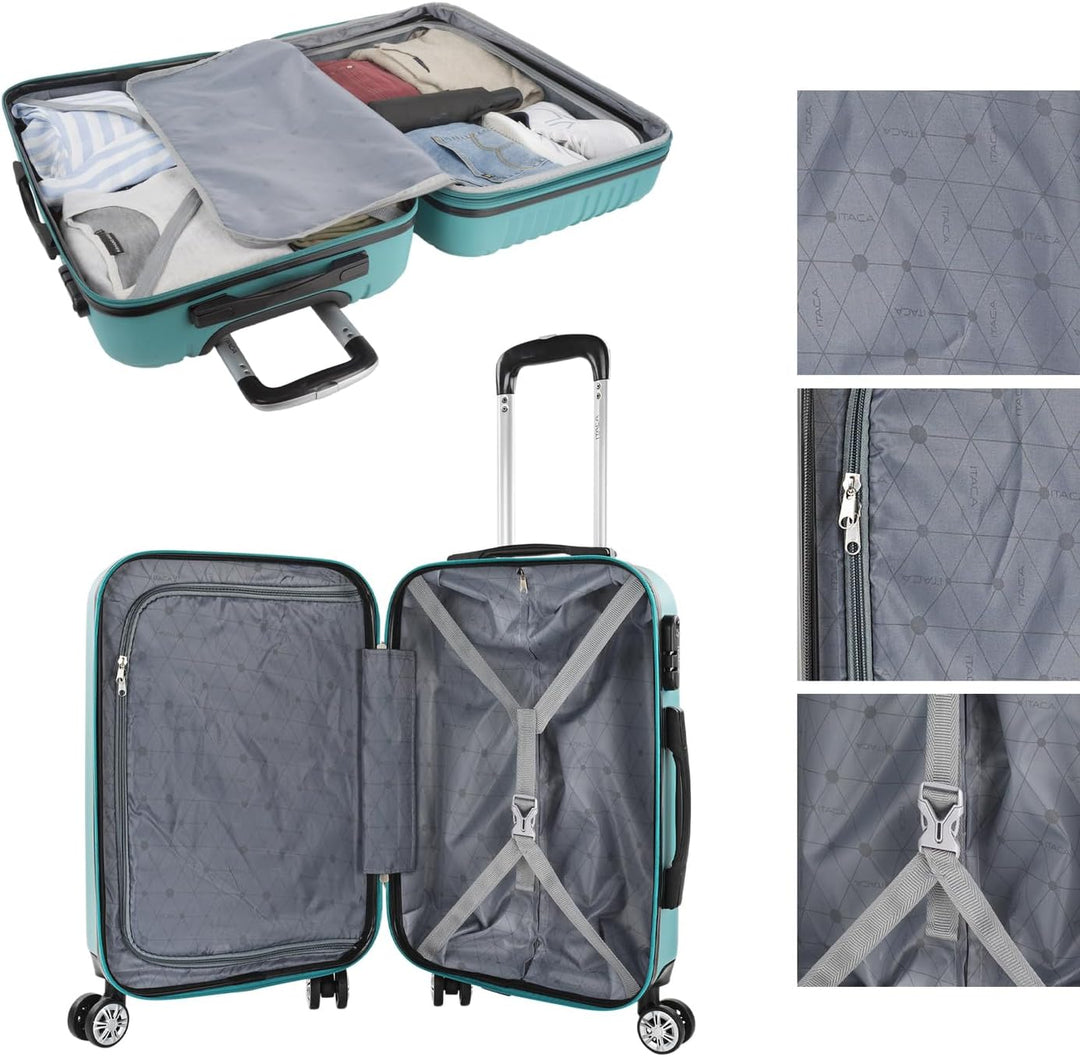 ITACA - Trolley Handgepäck Cabin Trolley Koffer Reisekoffer Hartschalenkoffer mit Zahlenschloss - Ka