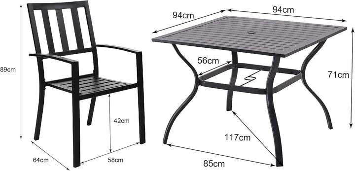 PHIVILLA Gartentisch und Stühle 4er Set Terrassentisch Stühle Metall Outdoor Bistro Gartenmöbel Sets