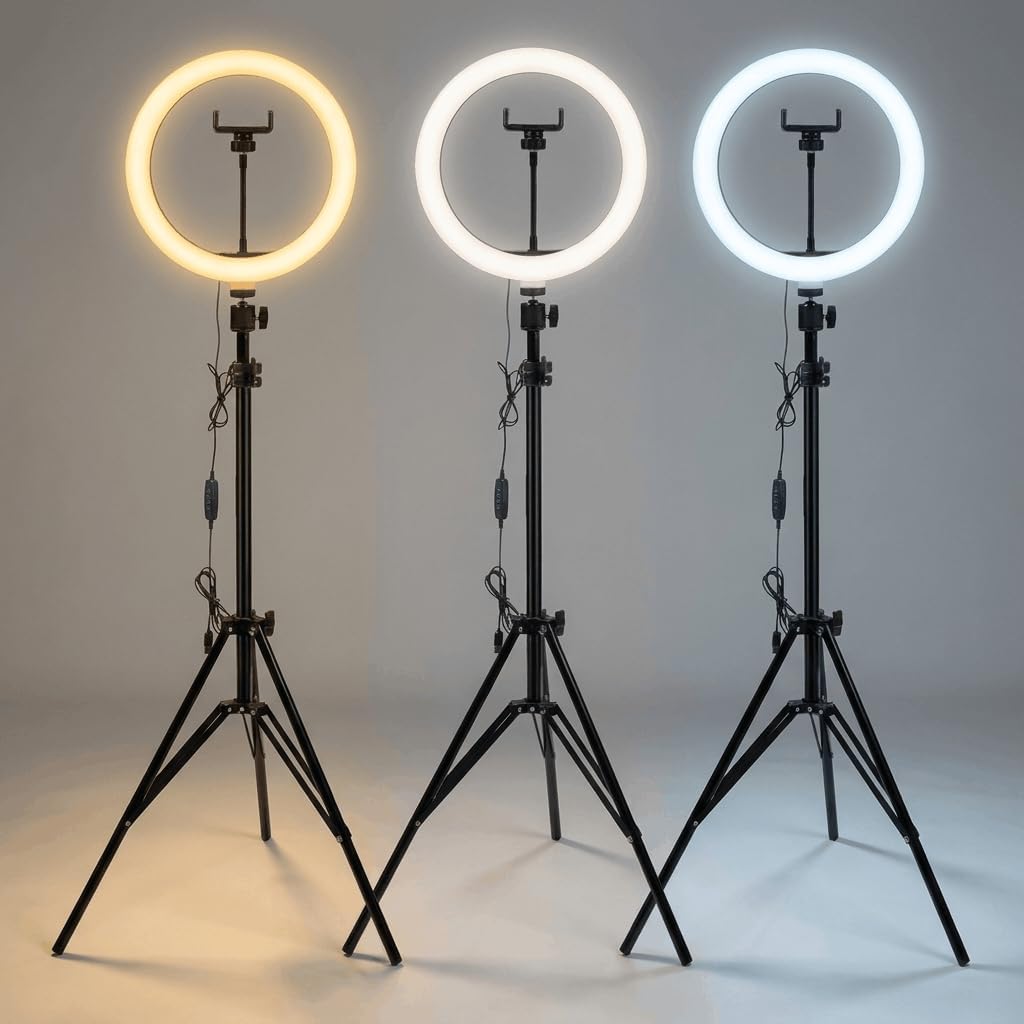 Luméon 30cm Ringlicht mit Stativ – 12 Zoll Ringlampe für Streaming, Selfies, Make-Up, Fotografie, 10
