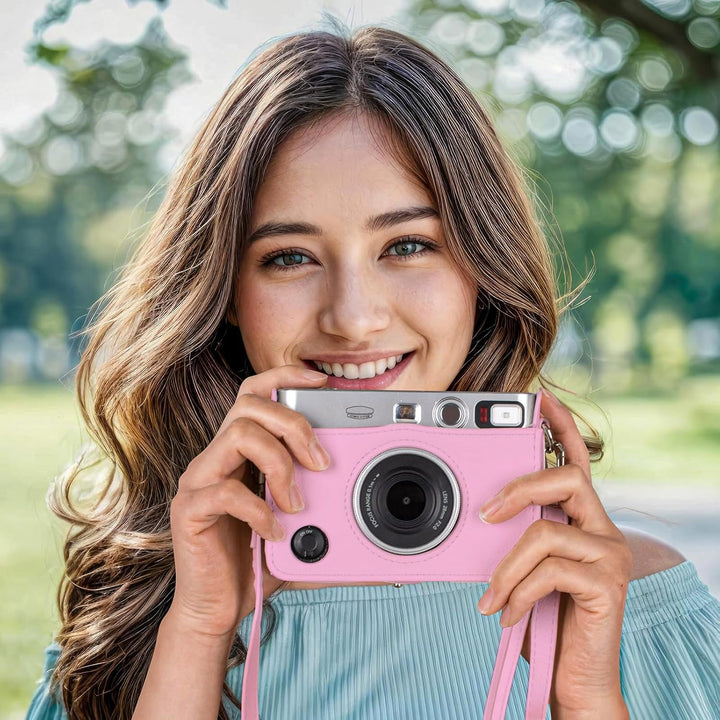Rieibi Fujifilm Mini EVO Hülle - Vintage PU Leder Schutzhülle für Fuji Fujifilm Mini EVO Sofortbildk