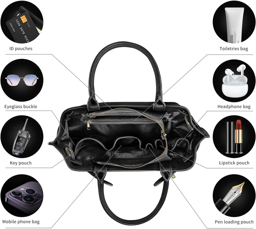 VICTORIA HYDE Handtaschen Damen Gross PU Leder Shopper Damen Handtasche Schwarz Elegant Schultertasc