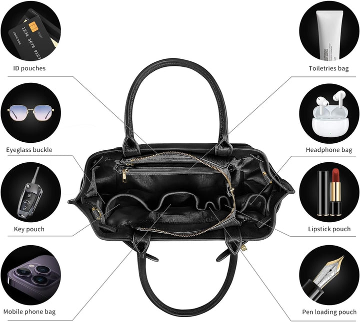 VICTORIA HYDE Handtaschen Damen Gross PU Leder Shopper Damen Handtasche Schwarz Elegant Schultertasc