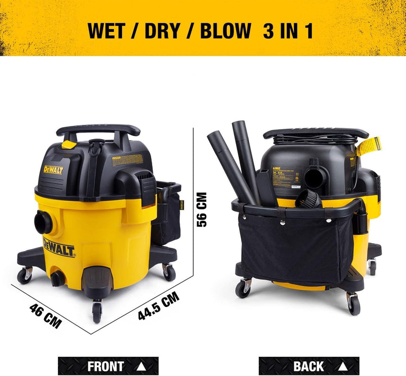 DeWALT 34L Nass-/Trockensauger, EUDXV34P, Poly, Gelb, 1200 W, 34 liters