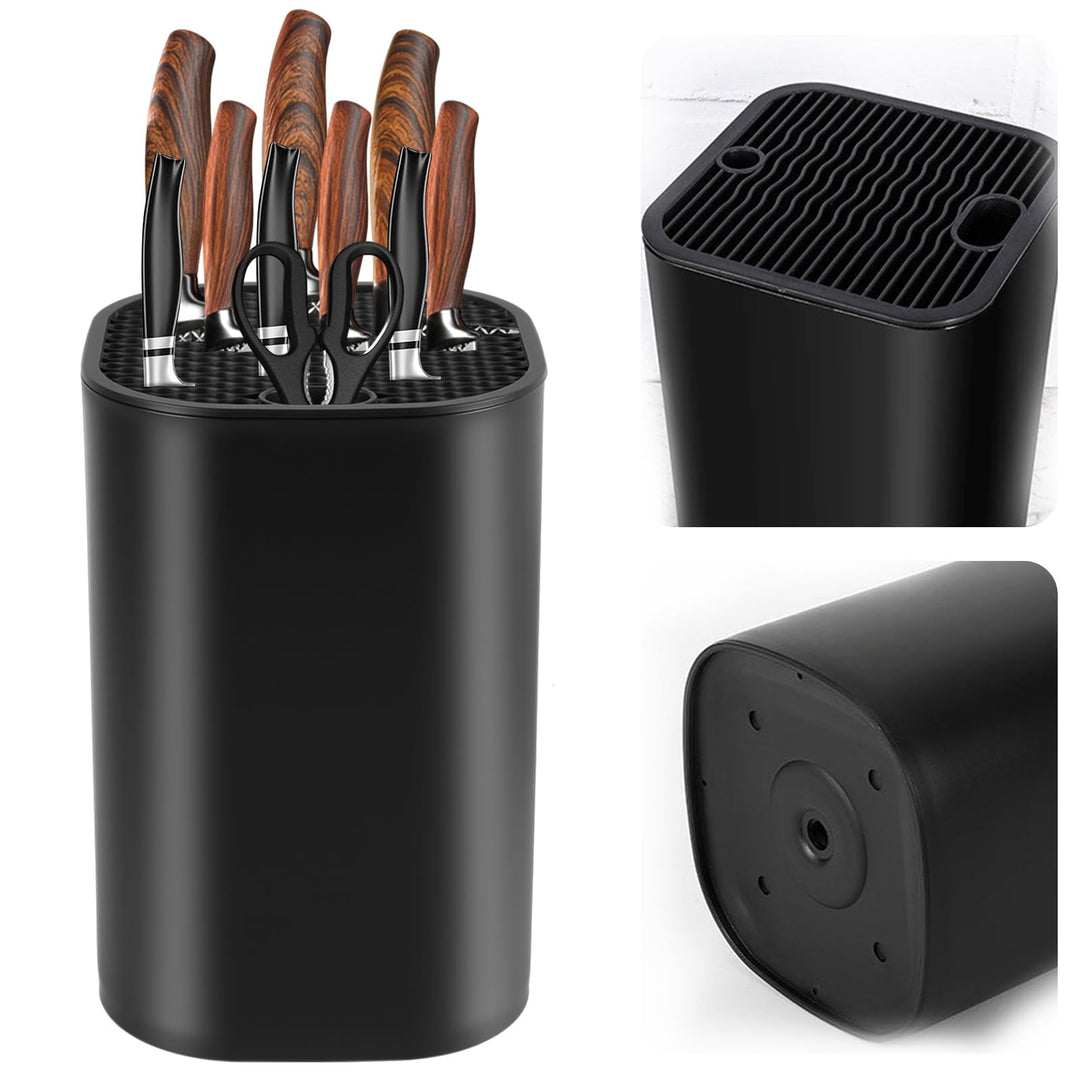 Messerblock Ohne Messer Schwarz Knife Holder, Universal Küchenmesser Block mit 21 Schlitzen und Abfl