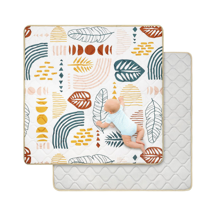 Spielmatte Baby 127×127cm mit Rutschfest, Extra Dicke 2cm Weiche Krabbelmatte Baby, Faltbar Krabbeld