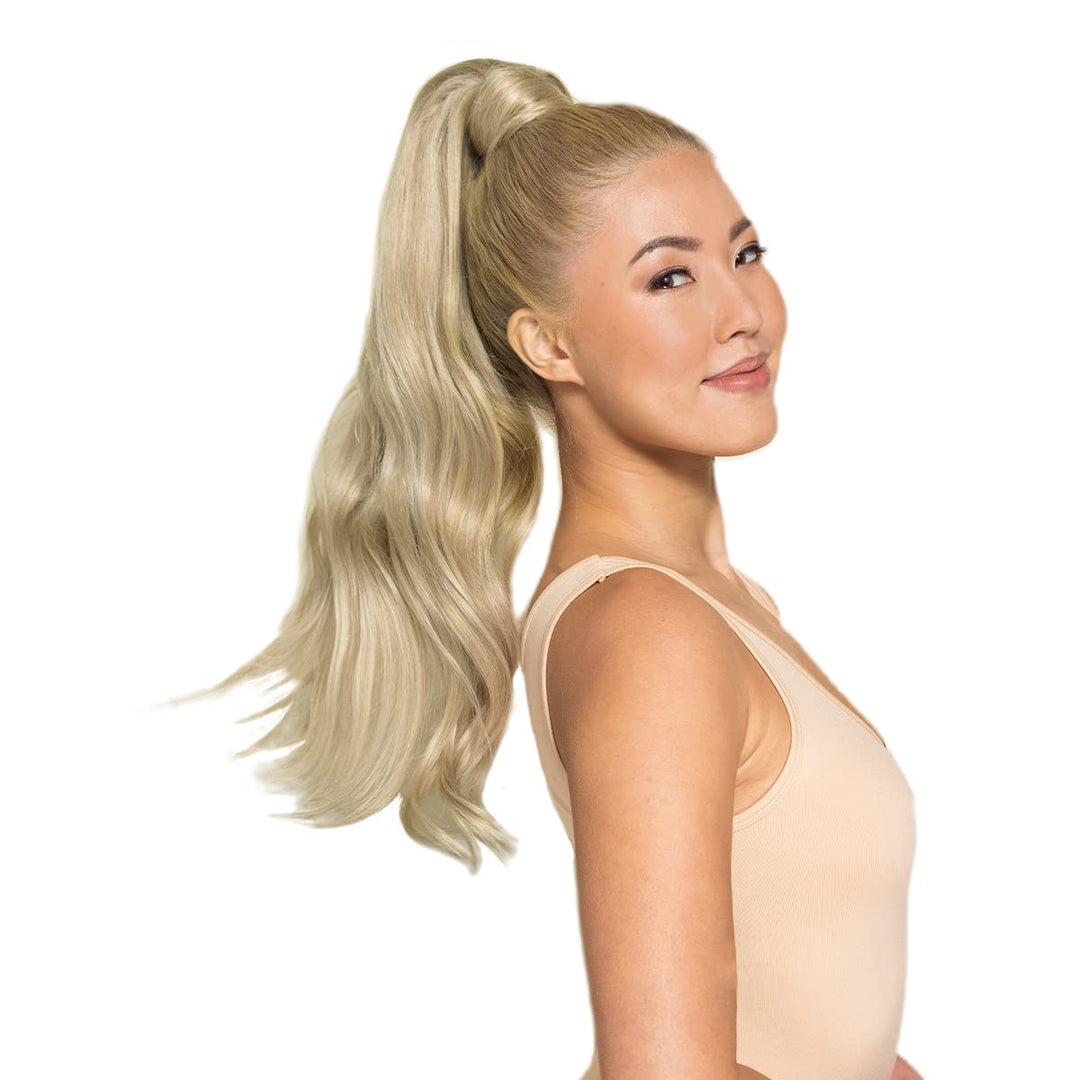 WENNALIFE Ponytail Extension, 45cm 80g Hellblond Highlights Goldblond Pferdeschwanz Haarteil Ponytai