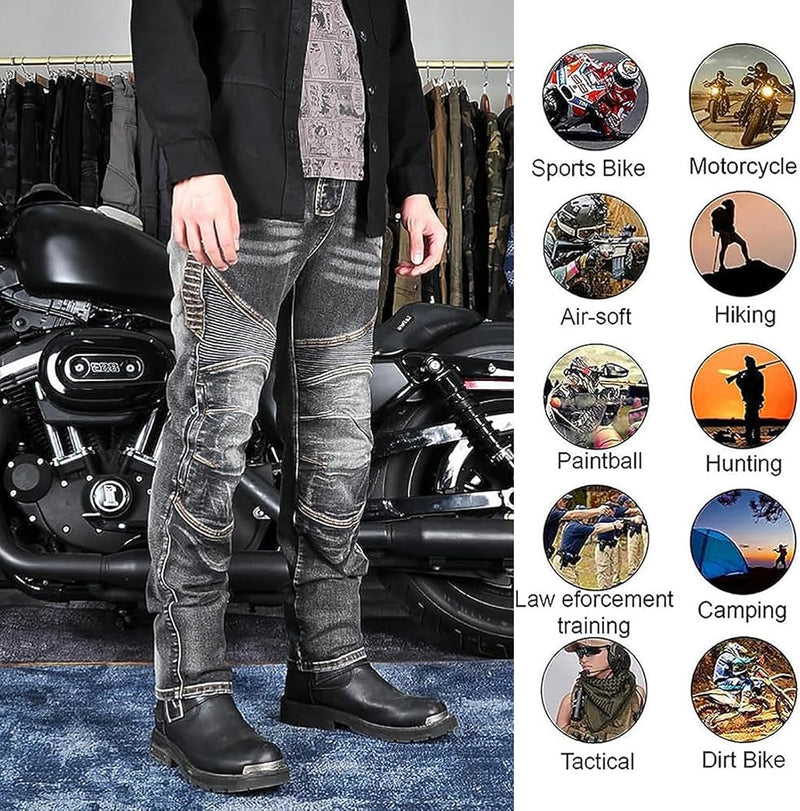 GEBIN Motorradhose Herren, Motorrad Jeans Herren mit Protektoren, Aramidfaser Jeans Herren Motorrad,