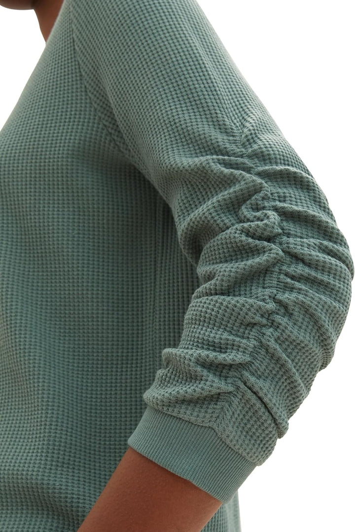 Tom Tailor Denim Damen 1034290 Sweatshirt mit Raffarm (1er Pack) M 19643 - Green Dust, M 19643 - Gre