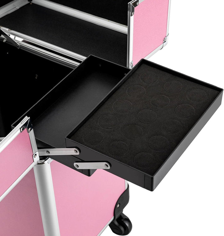 Kosmetikkoffer Trolley, Alu Trolley, 4-in-1 Schminkkoffer, Friseurkoffer, abschliessbar, Make-up Kof