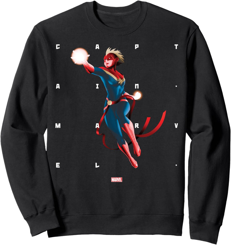 Marvel Captain Marvel Halftone Word Stack Portrait Sweatshirt