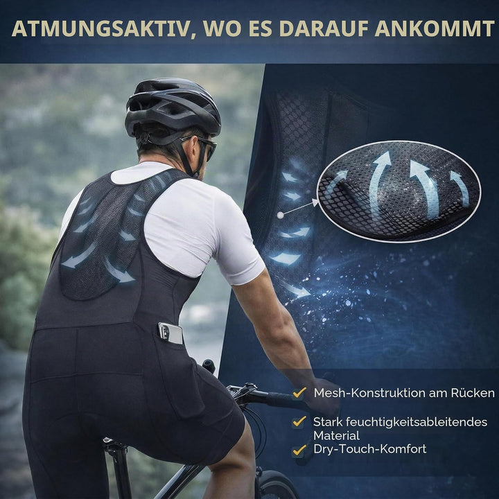 Przewalski Herren 3D gepolsterte Fahrrad-Trägerhose, Fahrrad-Trägerhose S Grau, S Grau mit Taschen