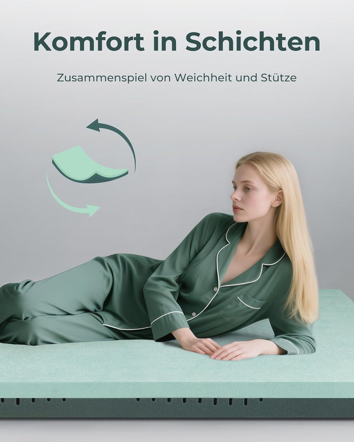 Matratzen Topper 90x200cm H2 H3, 7CM Matratzentopper 90x200 Gelschaum, Gel Mattress Topper 90x200cm