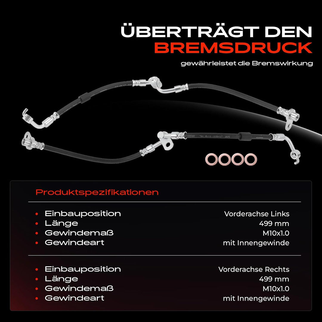 Frankberg 2x Bremsschlauch Bremsschläuche Vorne Links Rechts Kompatibel mit MX-5 III NC 1.8L 2.0L 20