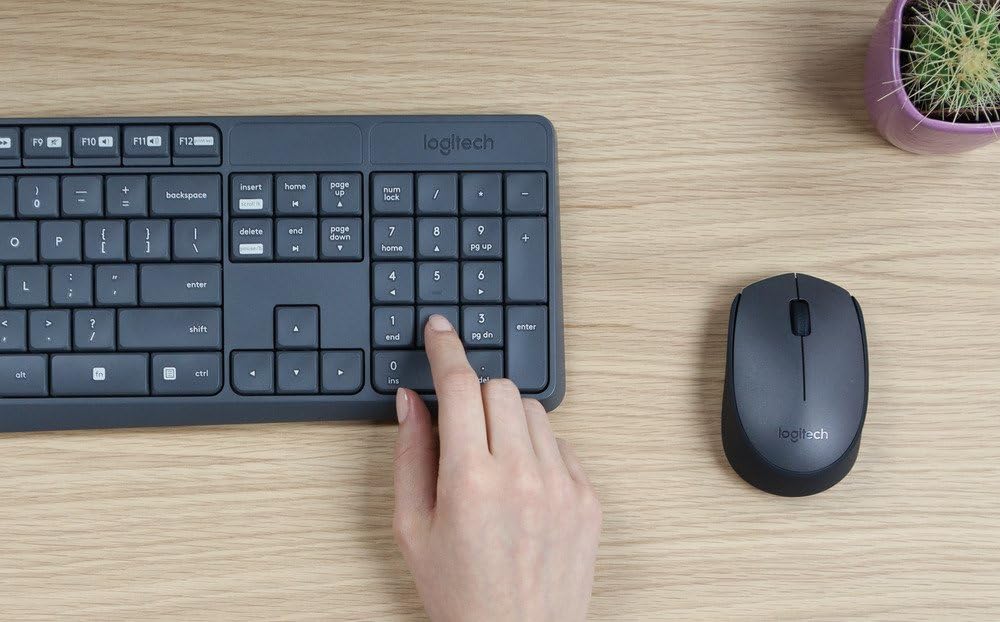 Logitech MK235 Kabelloses Set mit Tastatur und Maus für Windows, Französisches AZERTY-Layout - Grau