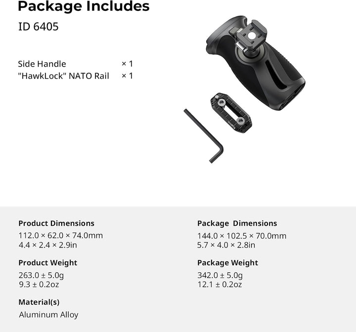 SMALLRIG Rotating Side Handle Drehbarer Seitengriff mit HawkLock“ H21 Schnellverschluss-NATO-Klemme,