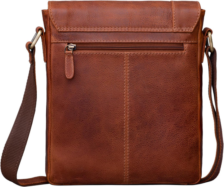 STILORD 'Easton' Kleine Messenger Bag Echt Leder Vintage Umhängetasche im Hochformat 10,1 Zoll Table