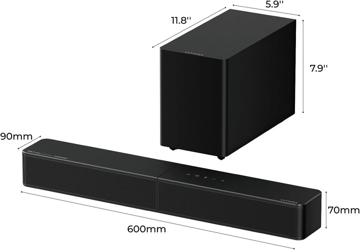 ULTIMEA 2.1 Soundbar mit kabellosem Subwoofer, Dolby Atmos, VoiceMX, BassMX, Soundbar für Smart TV,