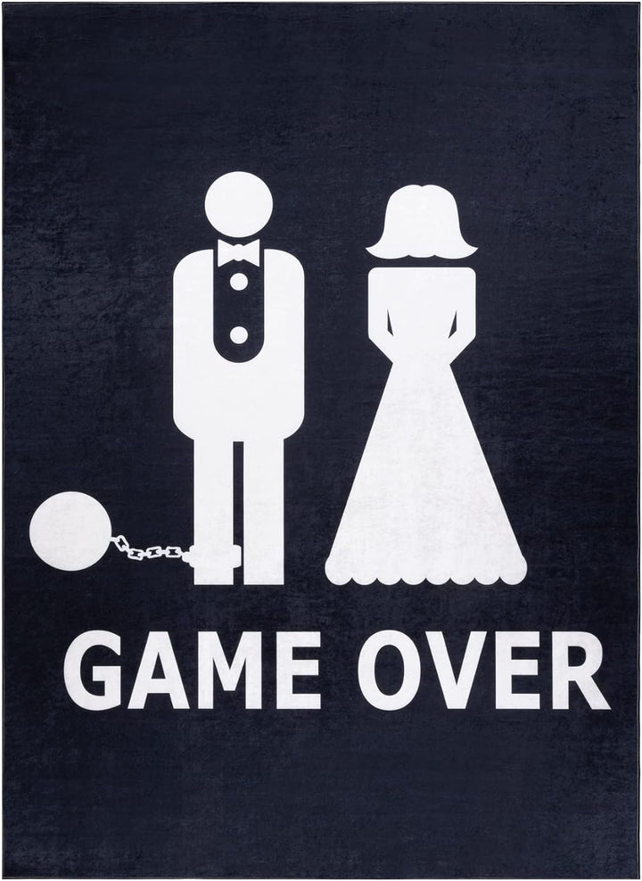 Waschbarer Teppich Bambino 'Game Over' Hochzeit, Junggesellenabschied, rutschfest - schwarz 160x220