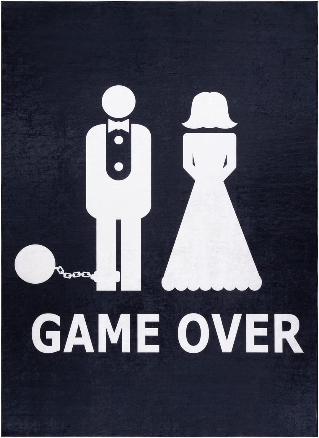 Waschbarer Teppich Bambino 'Game Over' Hochzeit, Junggesellenabschied, rutschfest - schwarz 80x150 c