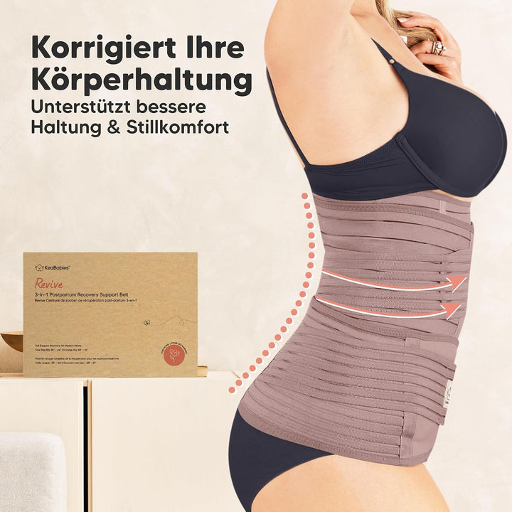 KeaBabies Revive 3 in 1 Postpartum Gürtel für Damen - Bauchgurt nach Geburt Kaiserschnitt, Rückbildu