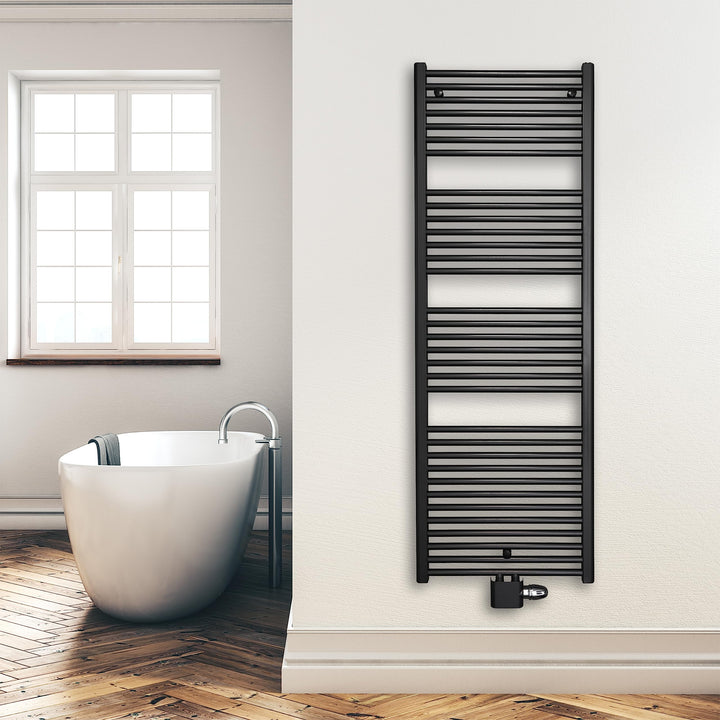 Heizkörper Badheizkörper Handtuchwärmer mit Mittelanschluss 50 mm schwarz (1732 x 600 mm) (899 Watt