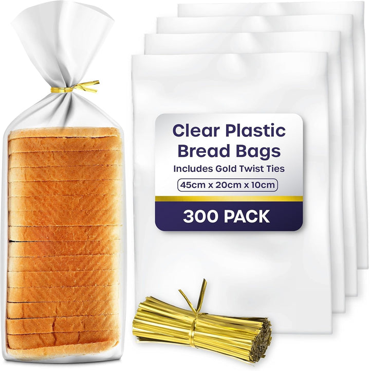 Klare Plastik-Brottüten – Packung mit 300 Brottüten für hausgemachtes Brot, Backbrötchen und Baguett