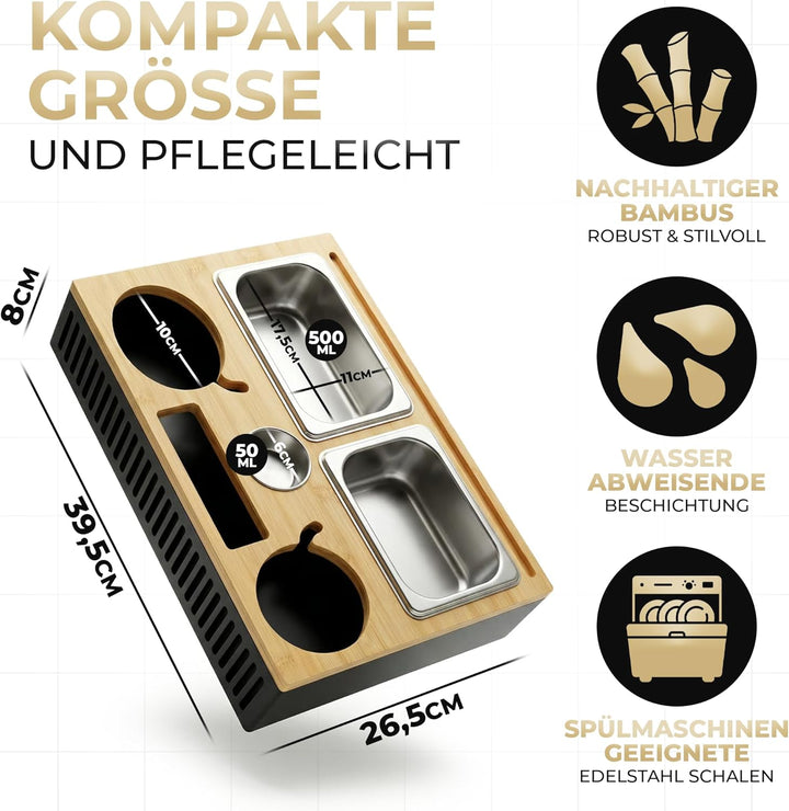 Couchbar Snackbox mit Leuchteffekt – Holz Sofatablett für Sofa, Snackbar & Organizer Tablett, 2-in-1