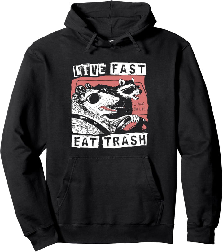 Lustiger Possum Waschbär Live Fast Eat Trash Street Cats Squad Pullover Hoodie