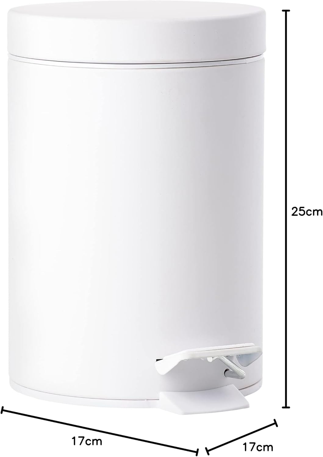 Zone Denmark Pedaleimer Mülleimer Abfalleimer, Solo Serie, 3 l, weiss White, White