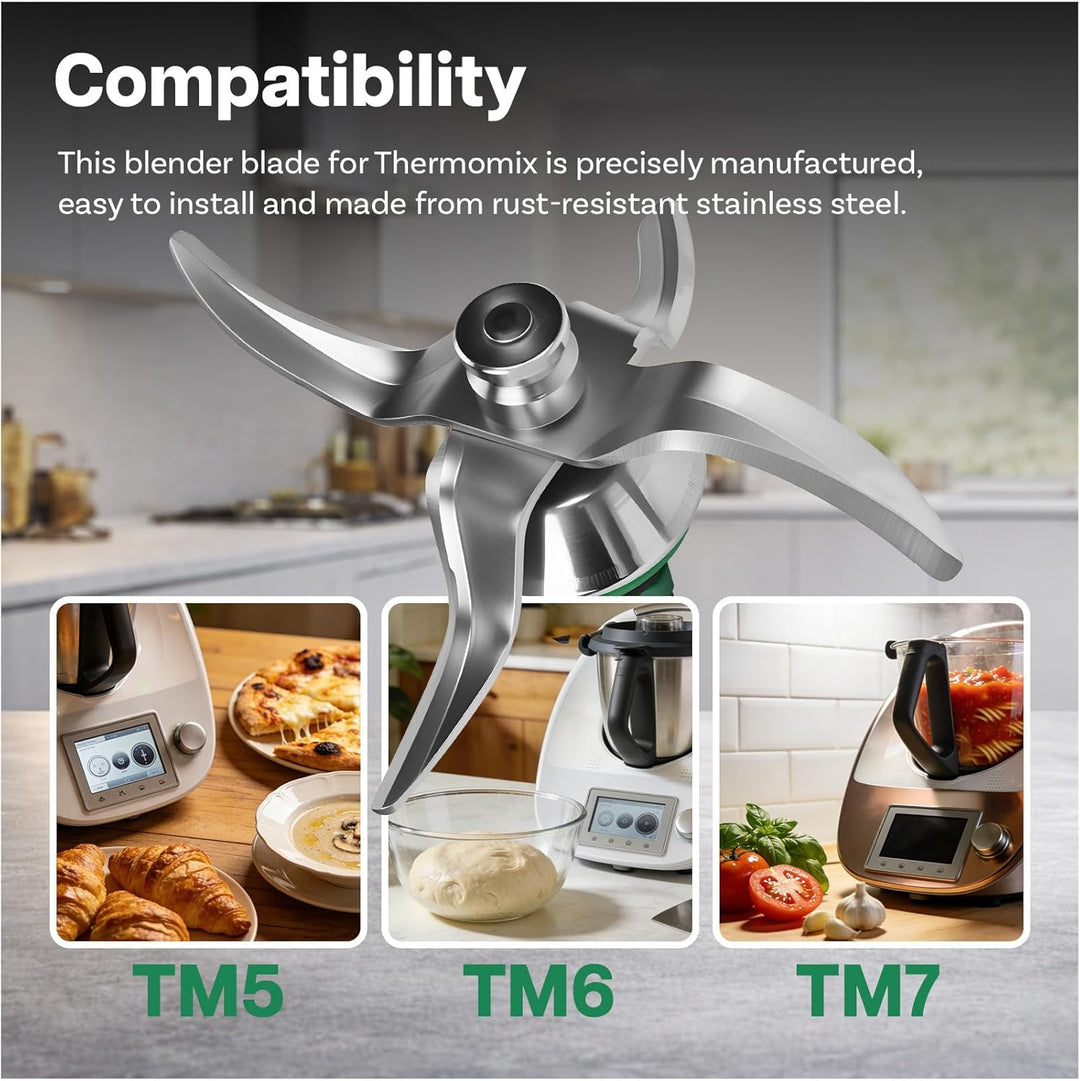 Teigmesser für Thermomix TM7, TM6 & TM5 aus Edelstahl von MMOBIEL – Teigmischmesser Ersatzteil Ideal