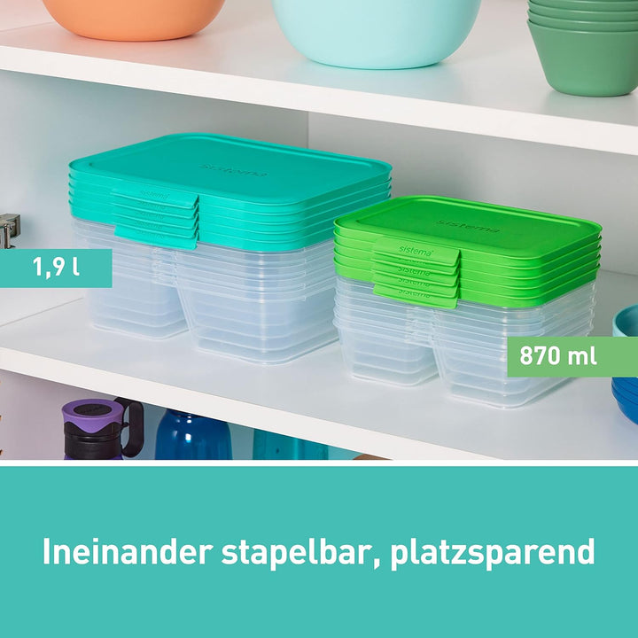 Sistema Nest IT Frischhaltedosen Meal Prep Boxen | 1,9 l luftdichte Vorratsdosen mit DREI Fächern un