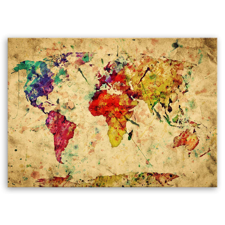 ge Bildet Bild auf Leinwand | Weltkarte Retro in Vintage Deko - Abstrakt A in 70x50 cm als Wandbild