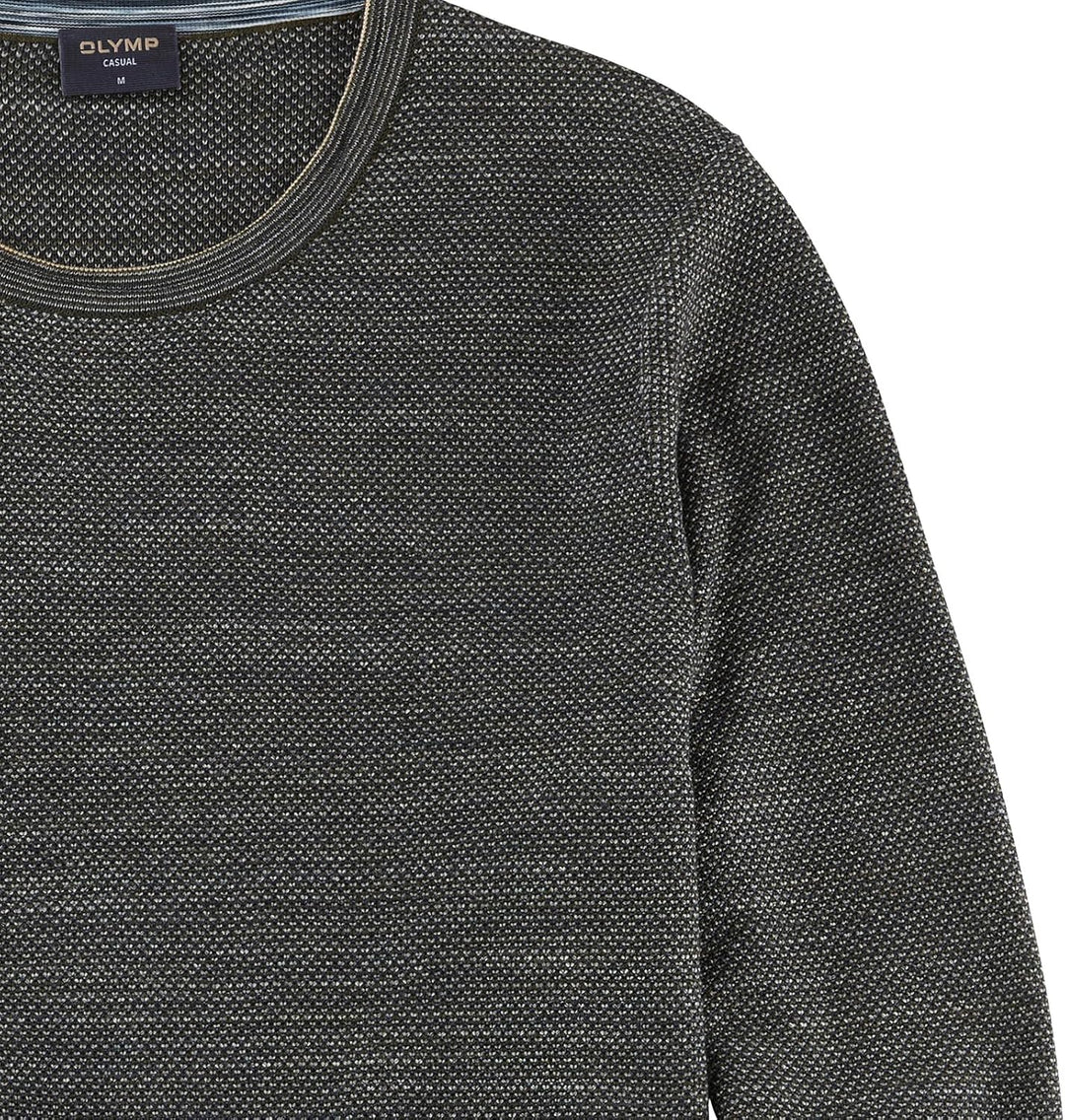 OLYMP Herren Pullover Rundhals Casual Strick,Uni,Regular fit XL Graugrün 48, XL Graugr&#xFC;n 48