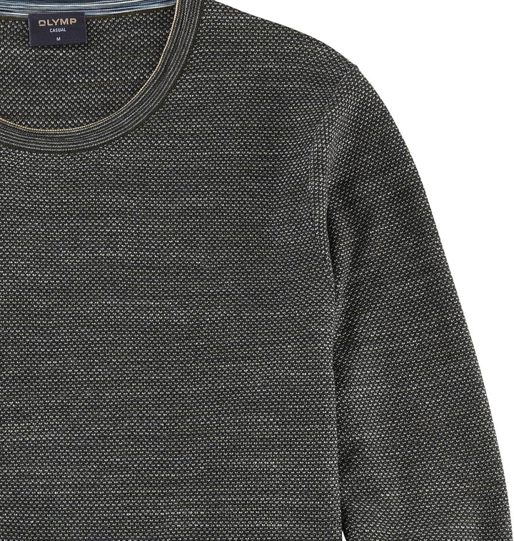 OLYMP Herren Pullover Rundhals Casual Strick,Uni,Regular fit M Graugrün 48, M Graugrün 48