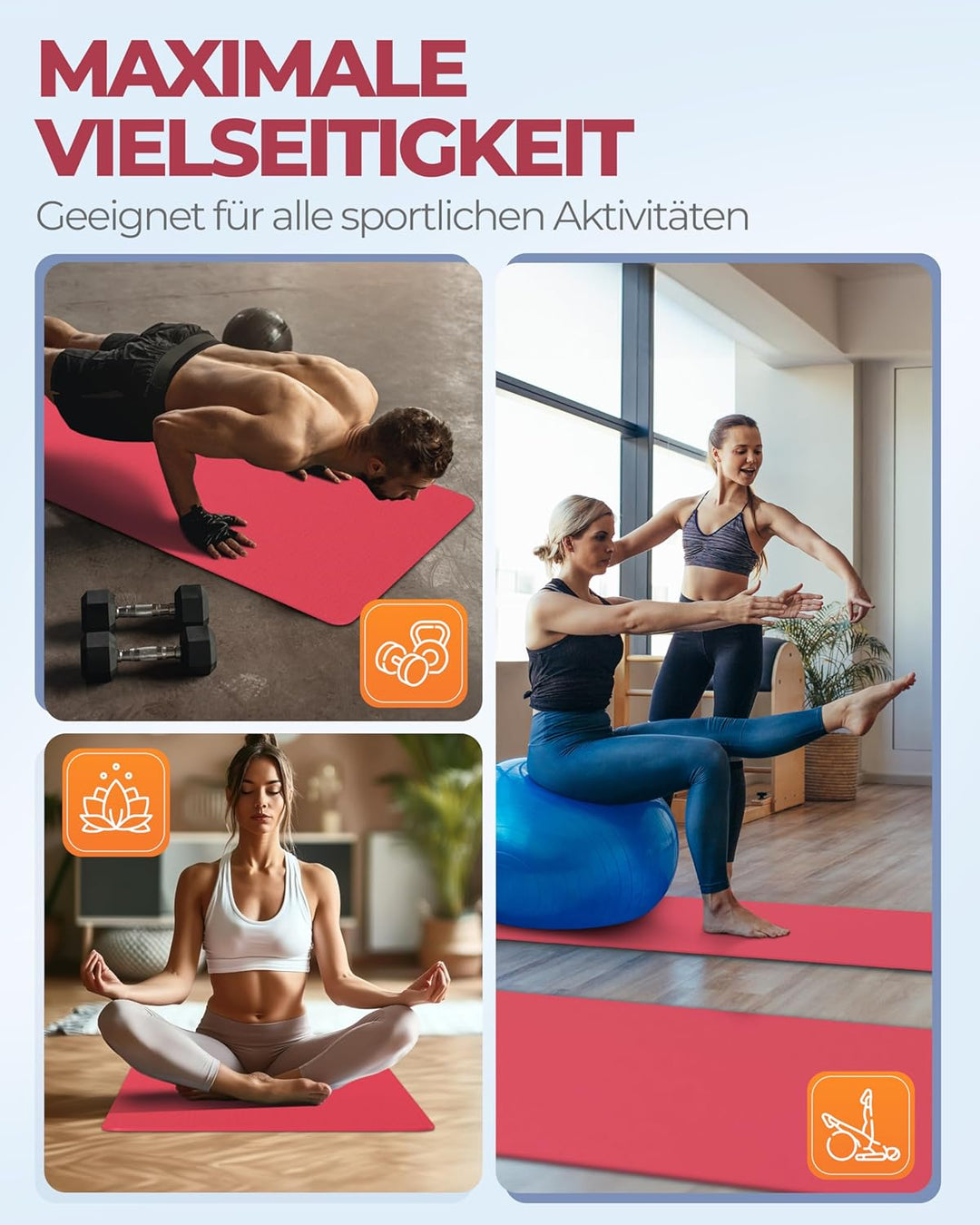 Yoga Matte Pro aus umweltfreundlichem TPE-Schaum, sehr rutschfeste, schadstofffreie, hypoallergene u
