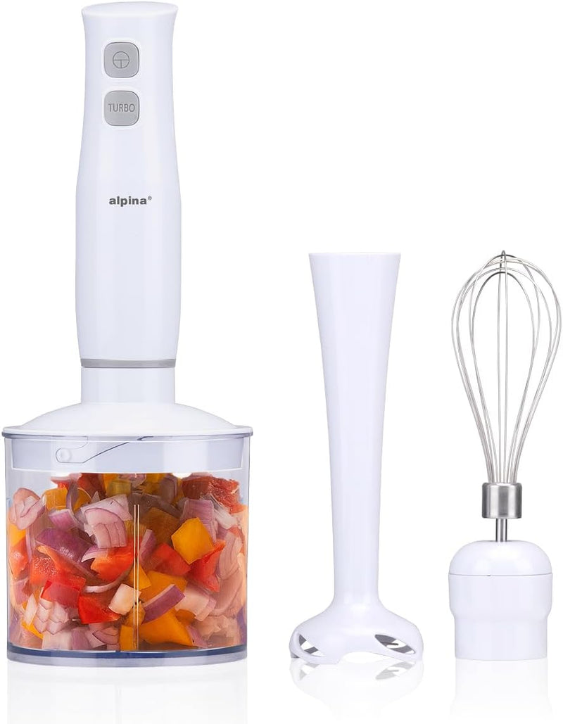 alpina Stabmixer-Set - Schneebesen/Zerkleinerer/Mixer - 230V 400W - Weiss