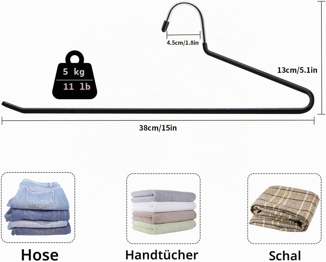 ABHENG Hosenbügel aus Metall, 10er-Pack, Kleiderbügel für Hosen mit offenen Enden, platzsparend, rut