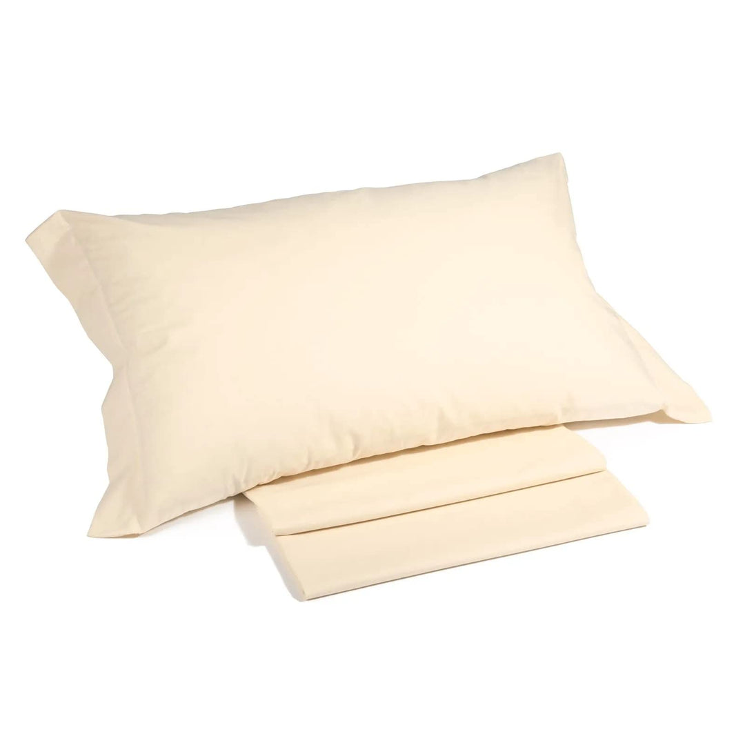 Caleffi - Bettwäsche-Set aus Baumwolle, einfarbig, für Doppelbett, Elfenbein 160 x 190 cm Elfenbein,