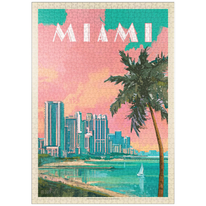 Miami, FL: South Beach, Vintage Poster - Premium 1000 Teile Puzzle - MyPuzzle Sonderkollektion von A