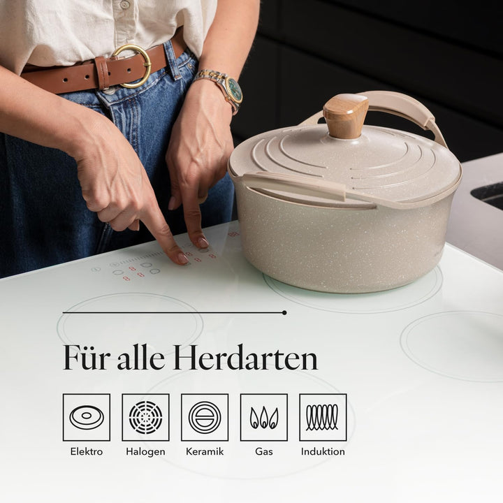 FLORINA Aluminiumtopf OSLO 2,8 l 20cm Durchmesser I Keramische Antihaftbeschichtung I Ergonomischer