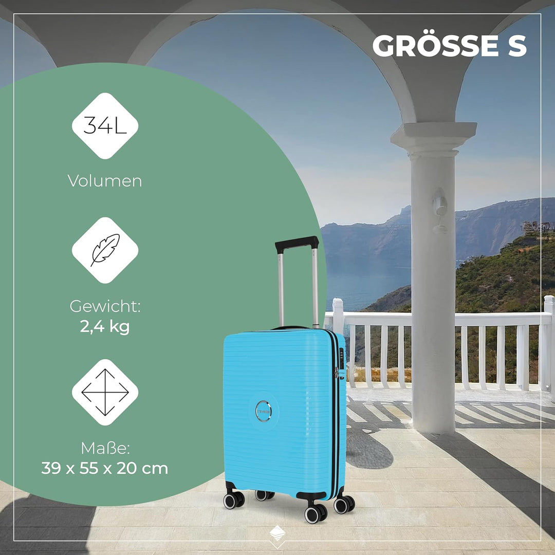 Travelite Hartschalen Kofferset 3teilig, 4 Rollen, ORBITA, Trolleys mit bruchsicherer Schale und pra