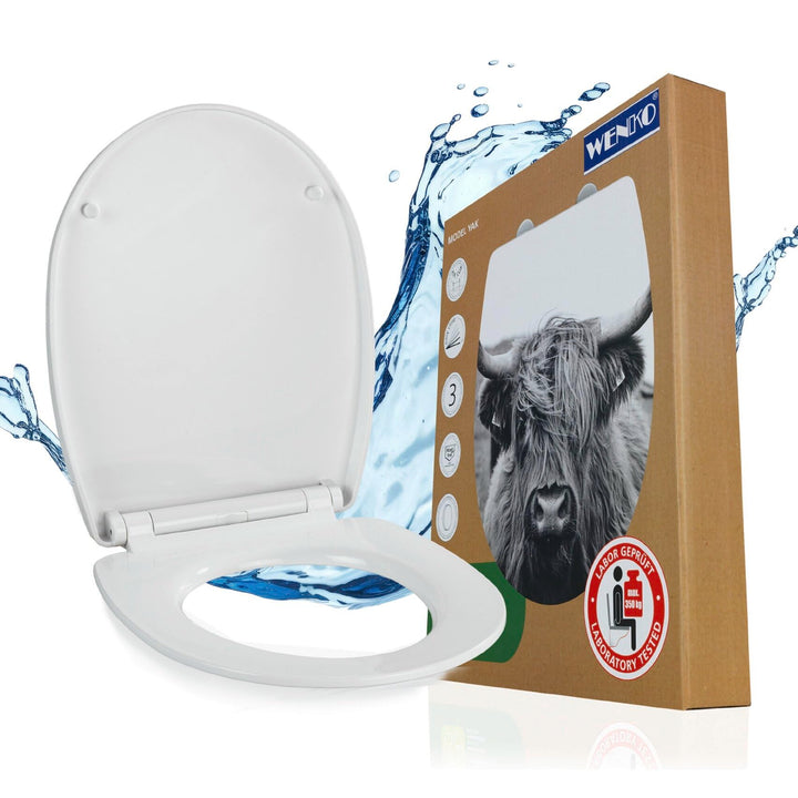 WENKO WC-Sitz Yak mit Hochglanz-Oberfläche, Toilettendeckel mit Absenkautomatik, bruchstabiler, recy