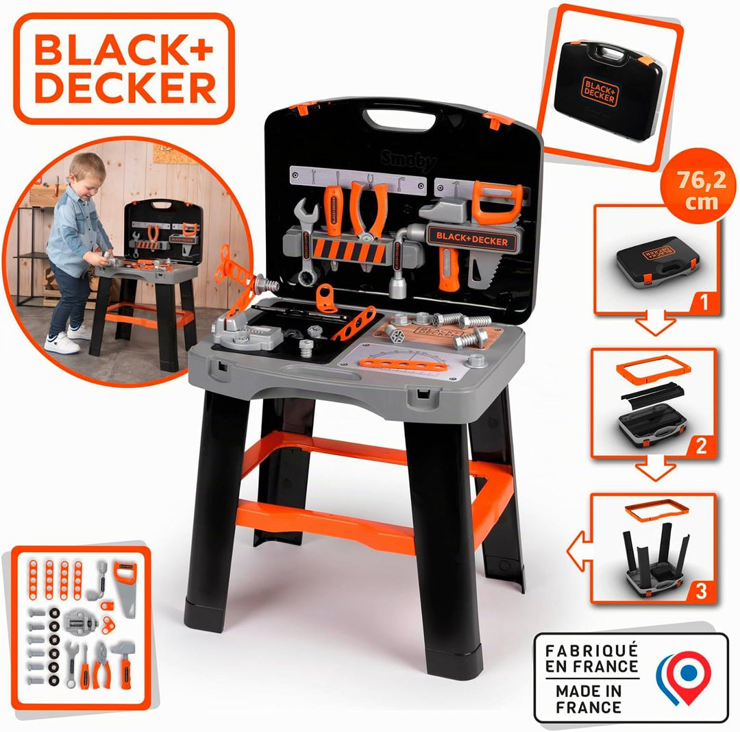 Smoby - Black+Decker Werkzeugkoffer Bricolo Smart (43x35x76 cm) - Werkbank-Koffer für Kinder ab 3 Ja
