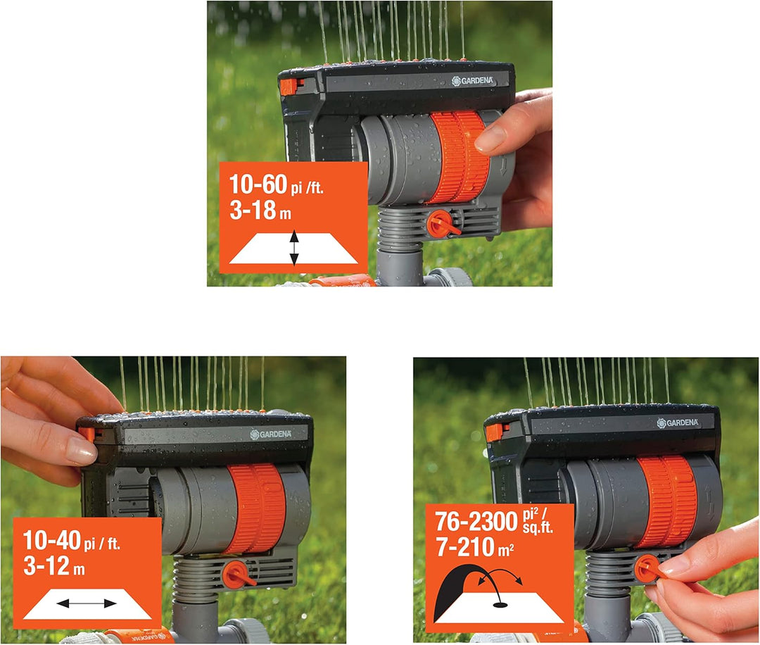 Gardena 6984BZMX ZoomMaxx Sprinkler, auf Schlitten mit Timer 2400 m². FT Mit Schlitten und Timer, 24