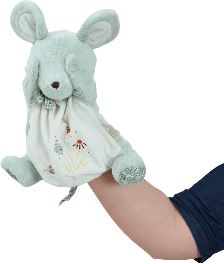 KALOO - Kleine Lieder – Schmusetuch mit grüner Maus – Schmusetuch für Babys – Plüsch Handpuppe 24 cm