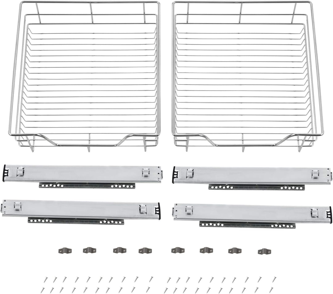 [en.casa] Teleskopschublade 2er Set 60cm Schrankbreite Küchenschublade inkl. Schienen Einbauschublad