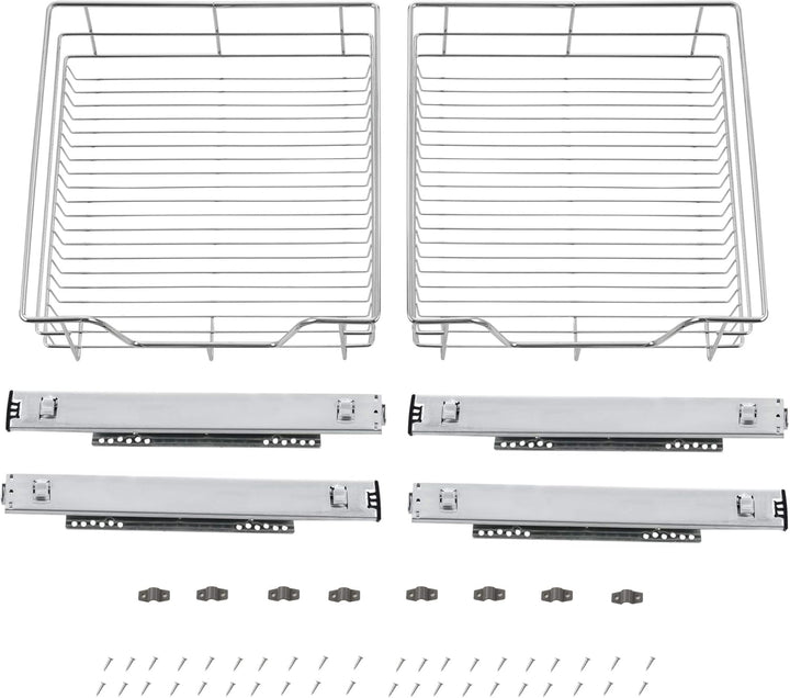 [en.casa] Teleskopschublade 2er Set 50cm Schrankbreite Küchenschublade inkl. Schienen Einbauschublad